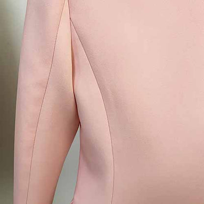 Women's Pink Coats & Jacket Long Sleeves Blazer Breasted Coat