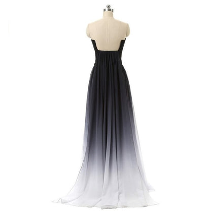 sd-hk A line Chiffon Gradient Color Prom Dress Off The Shoulder Ombre Gowns