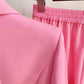 Womens Hot Pink Pantsuit Blazer + High Waist Nine-Point Suit Pants