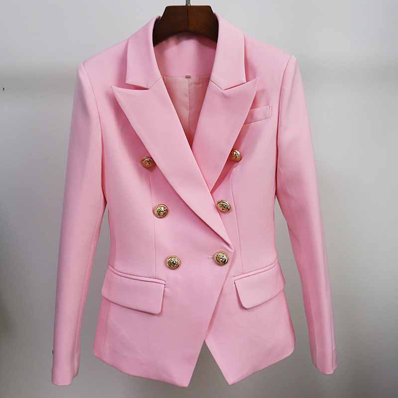 Women's Pink Coats & Jacket Long Sleeves Blazer Breasted Coat