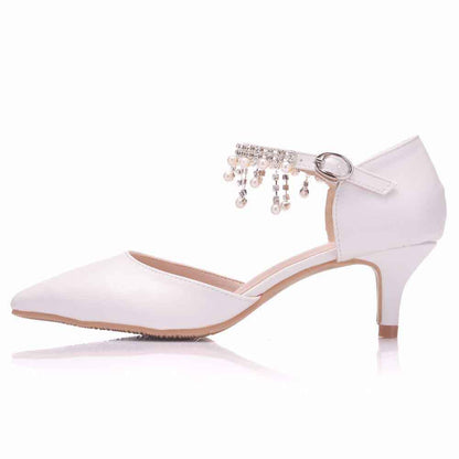 Comfortable wedding shoes for bride Mary Jane White Low Heels Shoes