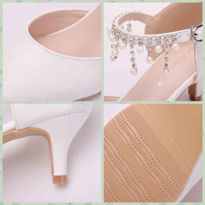 Comfortable wedding shoes for bride Mary Jane White Low Heels Shoes