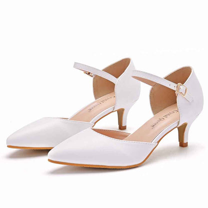 Low Heels Wedding Shoes For Bride Mary Jane White Simple Shoes