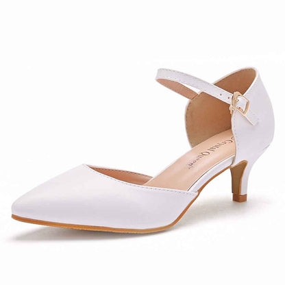 Low Heels Wedding Shoes For Bride Mary Jane White Simple Shoes