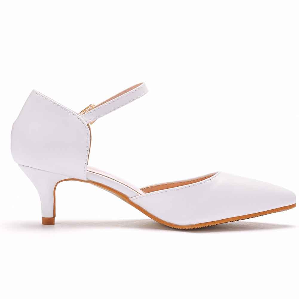 Low Heels Wedding Shoes For Bride Mary Jane White Simple Shoes