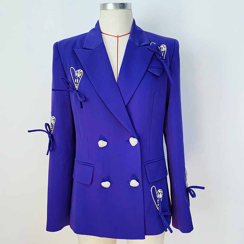 Women's Luxury Decoration Loose Fit Purple Blazer Jacket Coat