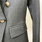 Women's Coats Grey Jacket Long Sleeves Blazer Breasted Coat