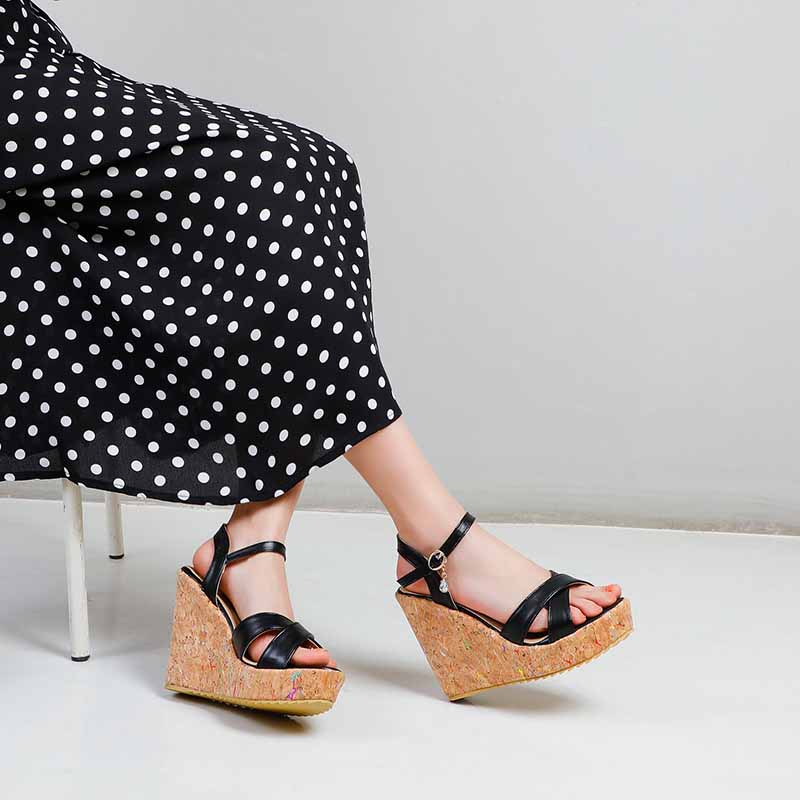 Women's Shoes Platform Heels Sandals Pu Wedge Chunky Heels