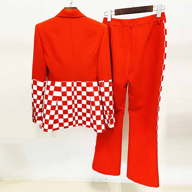 Women Pantsuits Wedding Tuxedos Party Suit + Flare Trousers Suit Two Piece Red Pantsuits