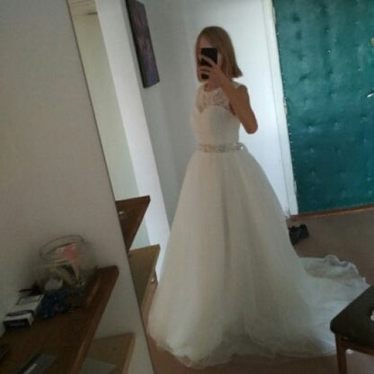 sd-hk Elegant Wedding Dresses A-line Tulle Bridal Gown Ball Gowns for Womens