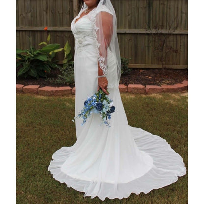 sd-hk Women Elegant Applique Lace Wedding Dress V Neck Plus Size Beach Bridal Gowns