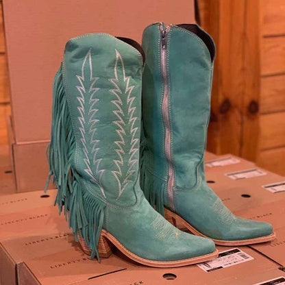 Women's Boots Cowboy Boots Mid Calf Boots Tassel Chunky Heel Bootie