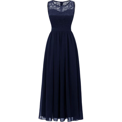 Women's Lace Chiffon Bridesmaid Dress Sleeveless Formal Wedding Party Dress