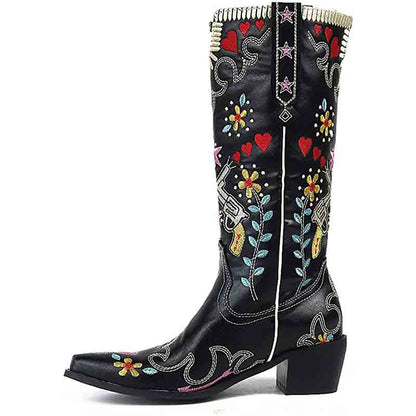 S&Dco Women's Western Cowboy Boots with Floral Design