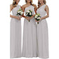 Women One Shoulder Bridesmaid Dresses Long Aline Chiffon Prom Evening Gown