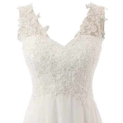 sd-hk White Wedding Dress Sleeveless Floor-Length Evening Party Gowns