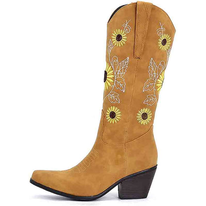 S&Dco Women's Western Cowboy Boots with Floral Design