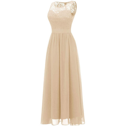 Women's Lace Chiffon Bridesmaid Dress Sleeveless Formal Wedding Party Dress