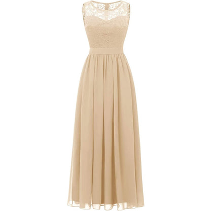 Women's Lace Chiffon Bridesmaid Dress Sleeveless Formal Wedding Party Dress