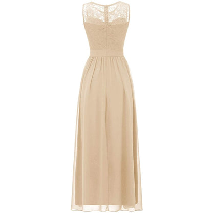 Women's Lace Chiffon Bridesmaid Dress Sleeveless Formal Wedding Party Dress