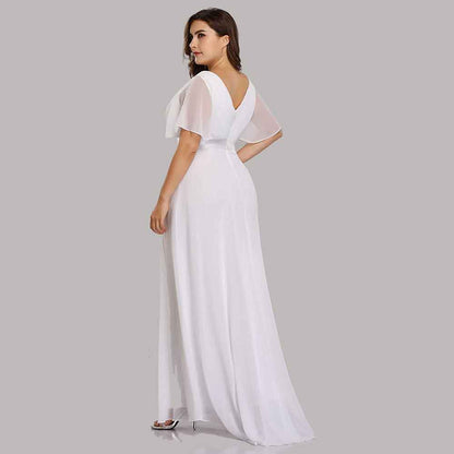 Women's Bridesmaid Dress Plus Size Double V-Neck Evening Party Maxi Dress