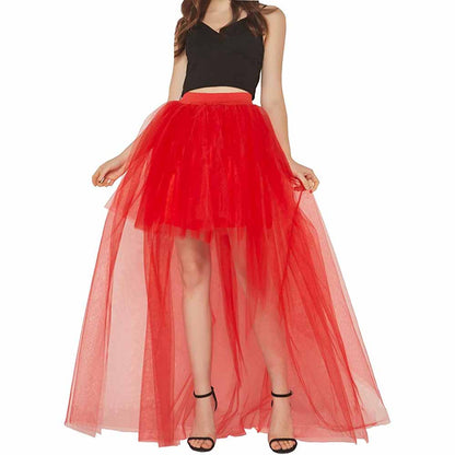 Women High Low Tutu Skirts Layered Mesh Tulle Skirt Princess Wedding Evening Prom Dovetail Skirts