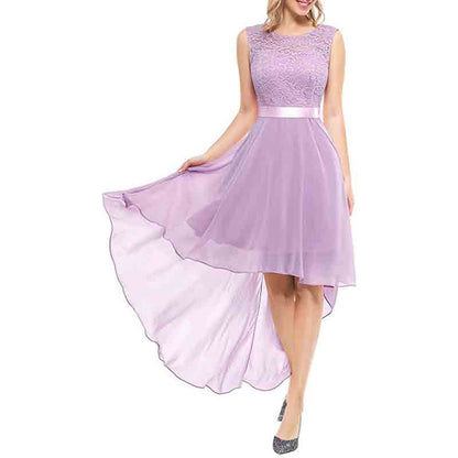Women's Floral Lace Chiffon Bridesmaid Dress High Low Swing Party Dress