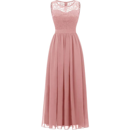 Women's Lace Chiffon Bridesmaid Dress Sleeveless Formal Wedding Party Dress