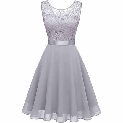 Women's Floral Lace Bridesmaid Dress A-line Swing Party Dress Short/Long Length