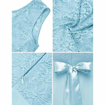 Women's Floral Lace Bridesmaid Dress A-line Swing Party Dress Short/Long Length