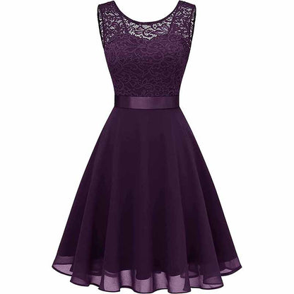 Women's Floral Lace Bridesmaid Dress A-line Swing Party Dress Short/Long Length