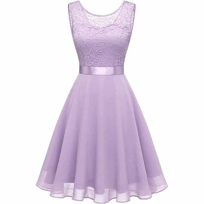 Women's Floral Lace Bridesmaid Dress A-line Swing Party Dress Short/Long Length