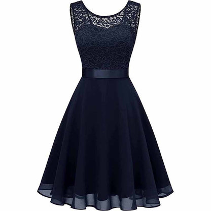 Women's Floral Lace Bridesmaid Dress A-line Swing Party Dress Short/Long Length