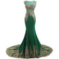 Women's Embroidery Lace Long Mermaid Formal Evening Prom Dresses