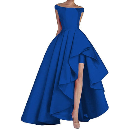 sd-hk Women's Off Shoulder Evening Prom Dresses High Low Wedding Gowns