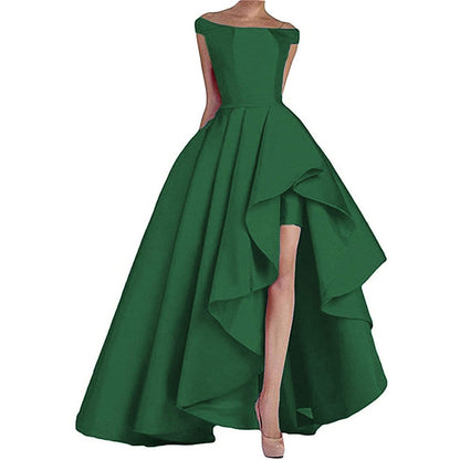 sd-hk Women's Off Shoulder Evening Prom Dresses High Low Wedding Gowns