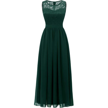 Women's Lace Chiffon Bridesmaid Dress Sleeveless Formal Wedding Party Dress