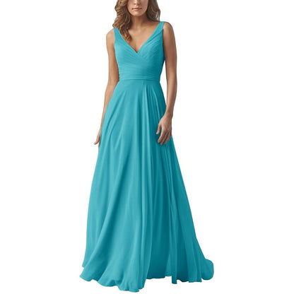 A-line Chiffon Bridesmaid Dress Floor Length Formal Evening Prom Gowns