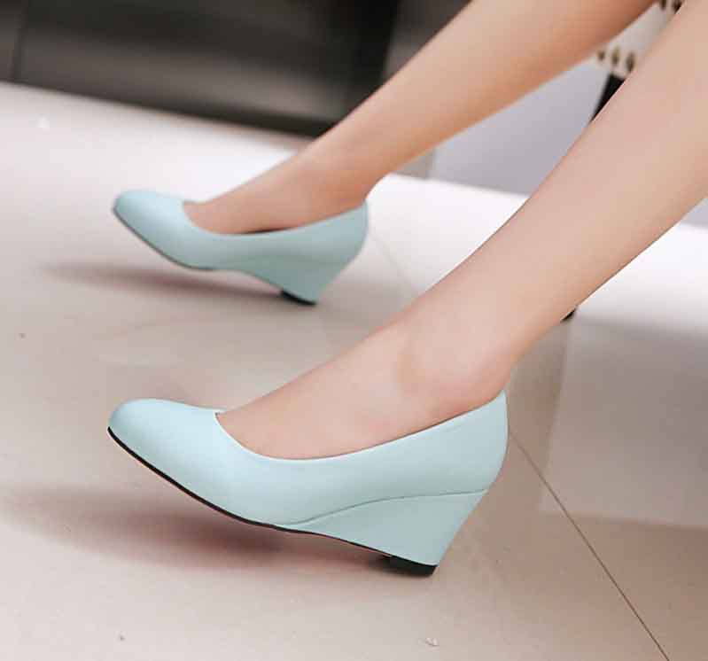 Womens Platform Wedges Pu Leather Dress Heels 6cm Small And Big Size Shoes