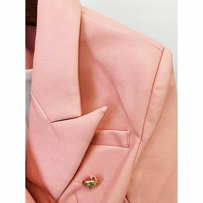Women's Pink Blazer with Gold Buttons Fashion Coats