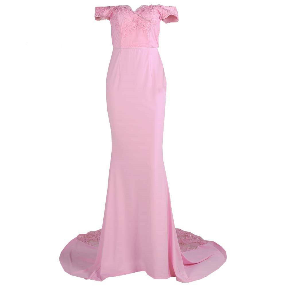sd-hk Elegant Evening Maxi Dress Off Shoulder Floor-Length Porm Gowns