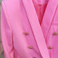 Womens Hot Pink Pantsuit Blazer + High Waist Nine-Point Suit Pants