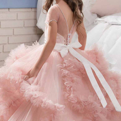 Flower Girl Dresses Tiers Tulle Ball Gown Little Girl Wedding Dresses Little Girls Gowns