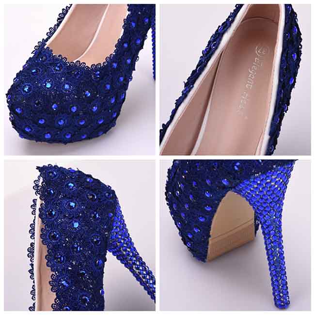 Women Navy Blue Platform Pumps for Wedding Heels for Bridal â SD Dresscode & Fashiontrends