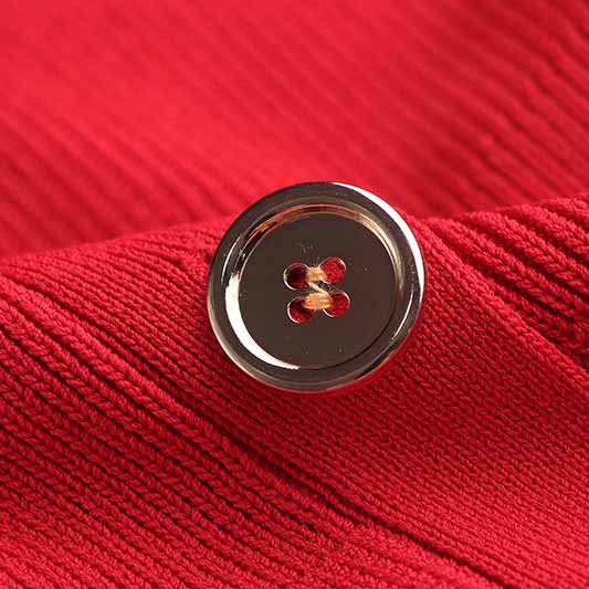 Women Ribbed-knit Red Minidress Short-sleeve Dress V-neck Cockail Dress