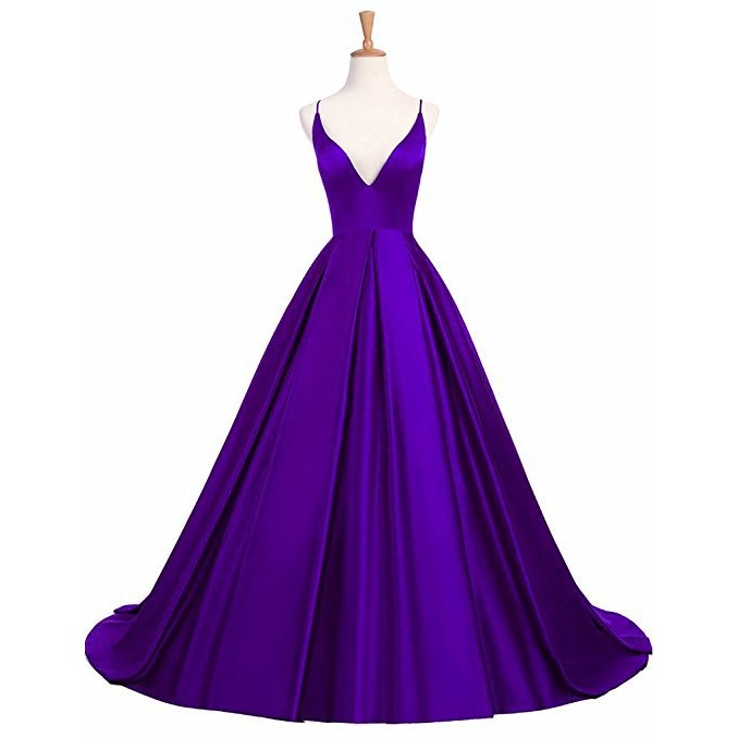 sd-hk Prom Maxi Gowns V Neck Sleeveless Long Evening Party Dress