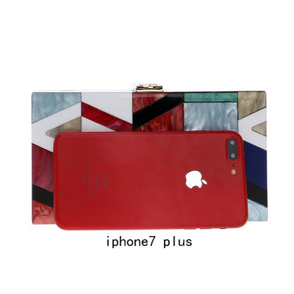 sd-hk Women Summer unqique acrylic geometric lattice small patry Clutch lady evening bag PU Bag S&D 