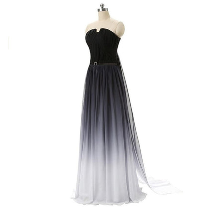 sd-hk A line Chiffon Gradient Color Prom Dress Off The Shoulder Ombre Gowns