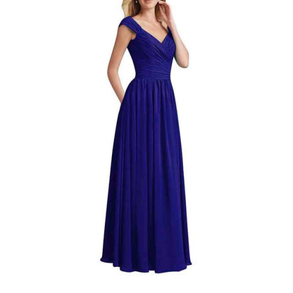 Womens Long Sleeveless Flowy Bridesmaid Cocktail Evening Gown Maxi Dress