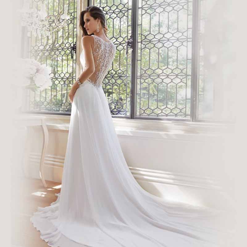 Women's Wedding Dress V-Neck Sleeveless Lace Double Bridal Dress